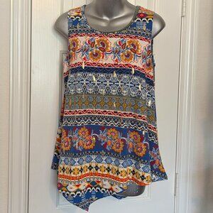 Storybuk Print Asymmetrical hem Tank Top, Women's size M